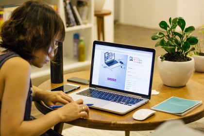 A freelancer working on a laptop