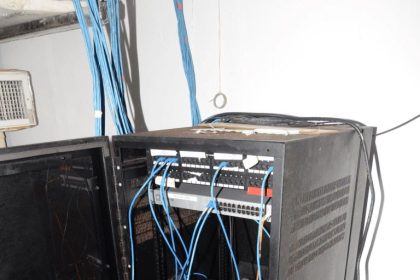 network cables connected in high speed server room